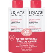 Uriage Promo Eau Thermal Micellar Water with Apricot Extract Sensitive Skin Ιαματικό Μικυλλιακό Νερό για Ντεμακιγιάζ, Κατάλληλο για Ευαίσθητες Επιδερμίδες 1Lt (2x500ml)