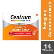 Centrum Immunity Vitamin C Max Vit.C 1000mg & Vit.D Συμπλήρωμα Διατροφής για Ενίσχυση του Ανοσοποιητικού & Ενέργεια, Γεύση Πορτοκάλι 14 Sachets