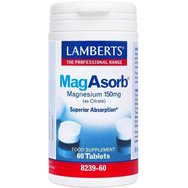 Lamberts MagAsorb Συμπλήρωμα Διατροφής Μαγνησίου σε Κιτρική Μορφή για την Ανάπτυξη των Οστών & τη Σωστή Λειτουργία Νευρικού Συστήματος & των Μυών 150mg, 60tabs