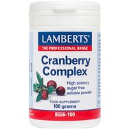 Lamberts Cranberry Complex Συμπλήρωμα Διατροφής Εκχυλίσματος Κράνμπερι με Βιταμίνη C σε Μορφή Σκόνης για τη Διατήρηση της Υγείας του Ουροποιητικού Συστήματος Ενάντια των Φλεγμονών 100g