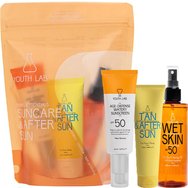 Youth Lab Promo Age-Defense Watery Sunscreen Spf50, 40ml & Tan & After Sun Face & Body Gel Cream 75ml & Wet Skin Spf50 Face & Body Dry Touch Tanning Oil 100ml