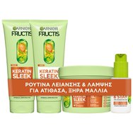 Garnier Promo Fructis Keratin Sleek Shampoo 200ml & Conditioner 200ml & Keratin Sleek & Stay Serum 100ml & Keratin Sleek Mask 370ml