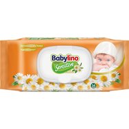 Babylino Sensitive with Chamomile Baby Wipes Μωρομάντηλα με Ίνες Φυτικής Προέλευσης & Εκχύλισμα Χαμομηλιού, Ιδανικά για Ευαίσθητο Δέρμα, με Καπάκι 54 Τεμάχια