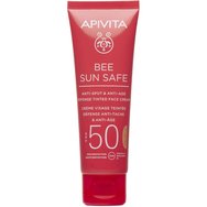 Apivita Bee Sun Safe Anti-Spot & Anti-Age Defence Face Cream Spf50 Tinted Αντηλιακή Κρέμα Προσώπου Κατά των Πανάδων & των Ρυτίδων, Υψηλής Προστασίας με Χρώμα 50ml