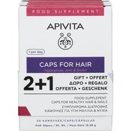 Apivita Promo Caps for Hair & Nails Συμπλήρωμα Διατροφής με Έλαιο Υπποφαούς, Βασιλικό Πολτό, Βιταμίνες, Μέταλλα & Αμινοξέα για Υγιή & Δυνατά Μαλλιά & Νύχια 90caps (3x30caps)