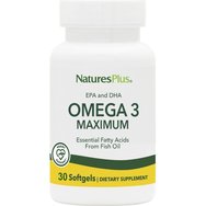 Natures Plus Omega 3 Maximum EPA & DHA Συμπλήρωμα Διατροφής Ιχθυελαίου Πλούσιο σε Ωμέγα 3 Λιπαρά Οξέα για τη Φυσιολογική Λειτουργία της Καρδίας, Εγκεφάλου & Όρασης 30 Softgels
