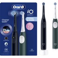 Oral-B Promo iO Series 2 Clean & Care Electric Toothbrush Black & Dark Green Ηλεκτρική Οδοντόβουρτσα με 3 Προγράμματα Καθαρισμού & Αισθητήρα Πίεσης σε Μαύρο Χρώμα & Σκούρο Πράσινο 2 Τεμάχια
